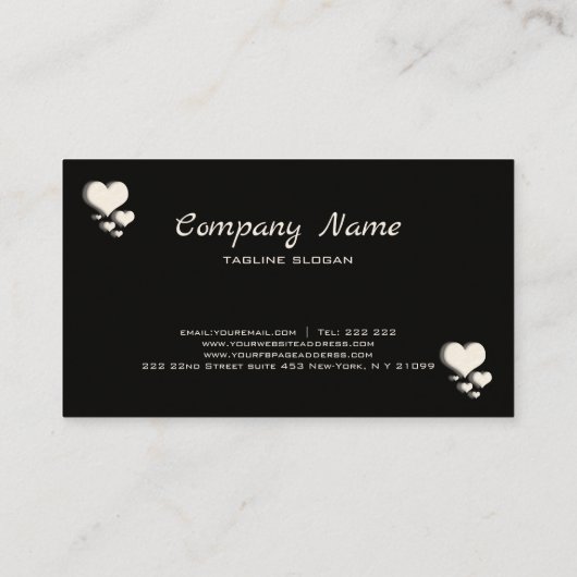 Weiße Herzen Visitenkarte (Rückseite)