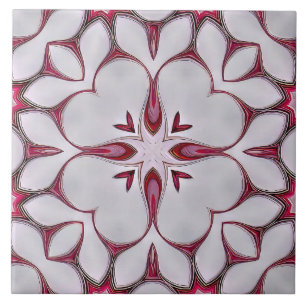 Weiße Herzmoderne Blume auf roter Fliese