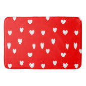 Weiße Herzmuster auf Rot Badematte (Vorderseite)