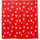 Weiße Herzmuster auf Rot Duschvorhang (Vorderseite)
