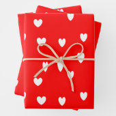 Weiße Herzmuster auf Rot Geschenkpapier Set (Beispiel)