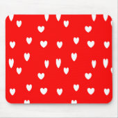 Weiße Herzmuster auf Rot Mousepad (Vorne)