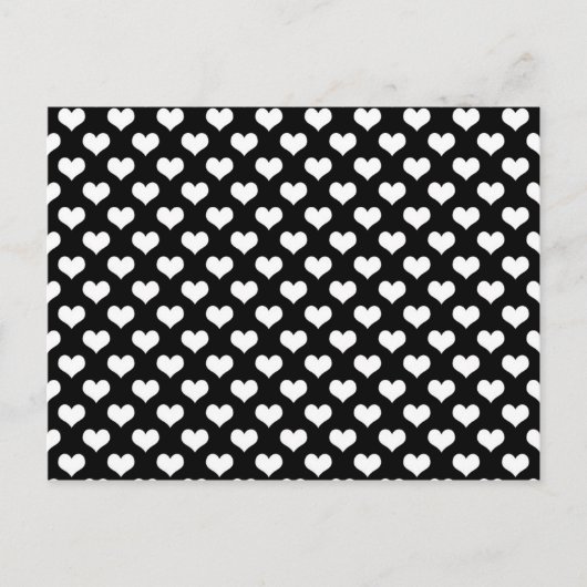 Weiße Herzmuster auf schwarzem Hintergrund Postkarte (Vorderseite)