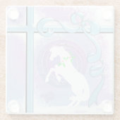 Weiße Herzpferde / Urlaub (Rosa/Lav Swirl/Wind) Glasuntersetzer (Rückseite)