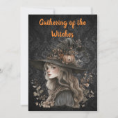 Weiße Hexe auf schwarzem Damast Save The Date (Vorderseite)