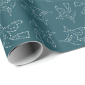 Weiße Hexe aus Sternen Halloween Geschenkpapier (Rolleneckpunkt)