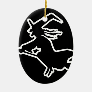 Weiße Hexe Keramik Ornament