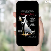 Weiße Hexe mit Halloween-Party aus Broomstick Einladung