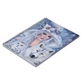 Weiße Hexe mit Wolf und Uhenkunst von Renee Lavoie Notizblock (Linke Seite)