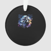 Weiße Hexe über Vollmond fliegen Frauen Kinder Ornament (Vorderseite)
