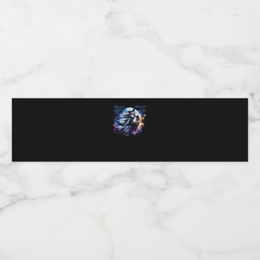 Weiße Hexe über Vollmond fliegen Frauen Kinder Wasserflaschenetikett (Einzelnes Label)