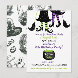 Weiße Hexen Moderne Hexe Halloween Geburtstag Einladung