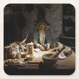 Weiße Hexenküchenmuseum, Hexerei & MAGIE Rechteckiger Pappuntersetzer