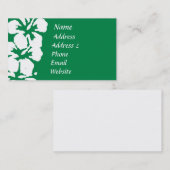 Weiße Hibisken zur Emerald Green Business Card Visitenkarte (Vorne/Hinten)