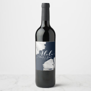 Weiße Hibiskus Blaue Tropische Hochzeit Aloha Wein Weinetikett