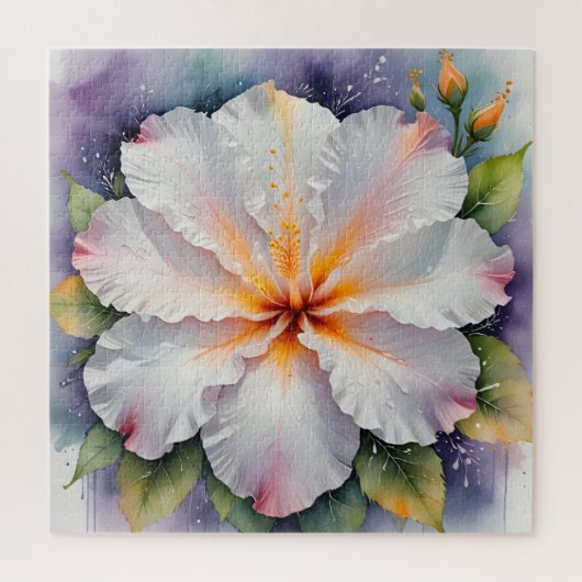 weiße Hibiskus-Blumen-Puzzle Puzzle (Vertikal)