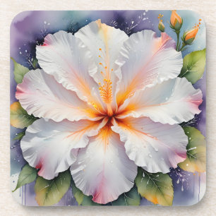 weiße Hibiskus-Blumen-Untersetzer Getränkeuntersetzer