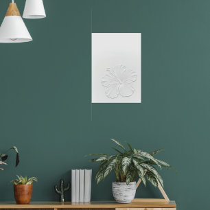 Weiße Hibiskus-Linienkunstposter Poster
