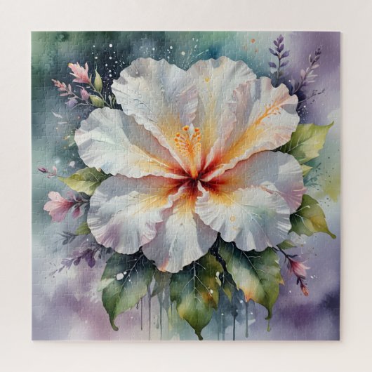 weiße Hibiskus-Traum-Puzzle Puzzle (Vertikal)