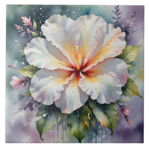 weiße Hibiskus-Traumkachel Fliese