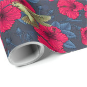 Weiße Hibiskus-Tropenblumenmuster Geschenkpapier (Rolleneckpunkt)