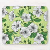 Weiße Hibiskus-Tropenblumenmuster Mousepad (Vorne)