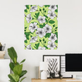 Weiße Hibiskus-Tropenblumenmuster Poster (Heimbüro)