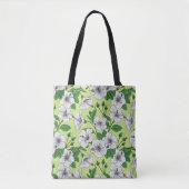Weiße Hibiskus-Tropenblumenmuster Tasche (Vorderseite)