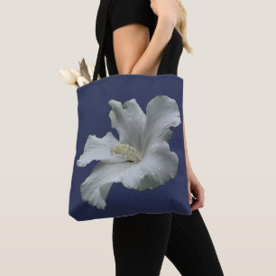 Weiße Hibiskusblüte Tasche