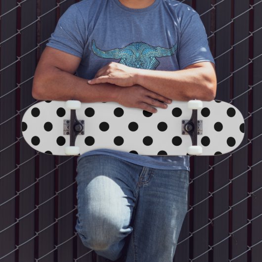 Weiße Hintergrund-Polka-Punkte-Design Skateboard (Außenbereich 3)