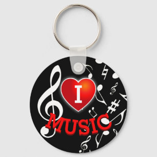 (WEISSE HINWEISE) I Liebe (Herz) Musik Schlüsselanhänger