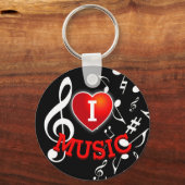(WEISSE HINWEISE) I Liebe (Herz) Musik Schlüsselanhänger (Vorderseite)