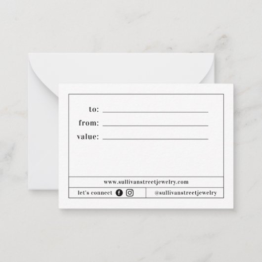 Weiße Hinzufügen eines Logos | Minimalistisches Ge Mitteilungskarte (Rückseite)