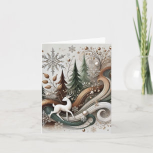 Weiße Hirsch-Weihnachtskarte Feiertagskarte