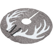 Weiße Hirschantler Brown Herringbone-Personalisier Polyester Weihnachtsbaumdecke (Schrägansicht)