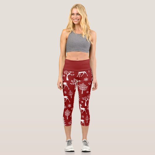 Weiße Hirsche Capri Leggings (Vorderseite)
