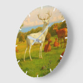 Weiße Hirsche im Freien Große Wanduhr (Winkel)