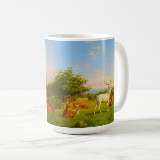 Weiße Hirsche im Freien Kaffeetasse (VorderseiteRechts)