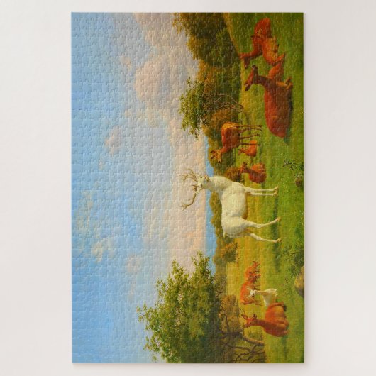 Weiße Hirsche im Freien Puzzle (Vertikal)