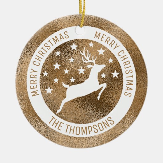 Weiße Hirsche - Imitate Goldener Foil-Look (nicht Keramik Ornament (Vorne)