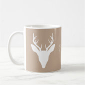 Weiße Hirsche Kopf Silhouette auf Beige & Individu Kaffeetasse (Links)