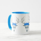 Weiße Hirschköpfe Lebende blaue Augen Antler Rose Tasse (Vorderseite Links)