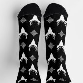 Weiße Hirschköpfe & Schneeflocken auf schwarzem Mu Socken (Oben)