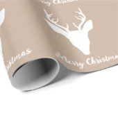 Weiße HirschkopfSilhouette auf Beige und benutzerd Geschenkpapier (Rolleneckpunkt)