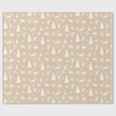 Weiße Hirschschschneeflocken Pastellmuster Geschenkpapier (Flach)