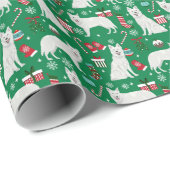 Weiße Hirte Hund Weihnachten Geschenkpapier (Rolleneckpunkt)