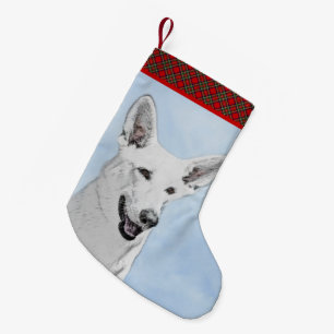 Weiße Hirtenmalerei - Niedliche Original Hundekun Kleiner Weihnachtsstrumpf