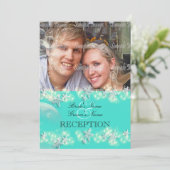 Weiße Hochzeit des Starfish-Türkisblaus Einladung (Stehend Vorderseite)