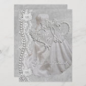 Weiße Hochzeit Einladung (Vorne/Hinten)