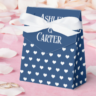 Weiße Hochzeit-Herzen auf Navyblau Geschenkschachtel